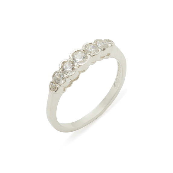 LBG British Made 18k White Gold Cubic Zirconia Womens Promise Ring - 33 size options - Size 7.75