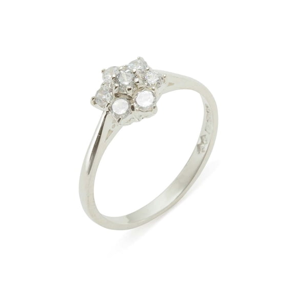 LBG British Made 18k White Gold Cubic Zirconia Womens Statement Ring - 33 size options - Size 11