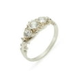 thumbnail image 1 of LBG British Made 18k White Gold Cubic Zirconia Womens Trilogy Ring - 33 size options - Size 5.25, 1 of 7