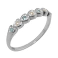 thumbnail image 1 of LBG British Made 18k White Gold Cultured Pearl & Aquamarine Womens Eternity Ring - 33 size options - Size 10, 1 of 9