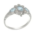 thumbnail image 1 of LBG British Made 18k White Gold Genuine Natural Aquamarine & Diamond Womens Statement Ring - 33 size options - Size 5.5, 1 of 5