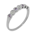thumbnail image 1 of LBG British Made 18k White Gold Genuine Natural Opal & Amethyst Womens Eternity Ring - 33 size options - Size 5.5, 1 of 9