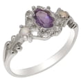thumbnail image 1 of LBG British Made 18k White Gold Natural Amethyst & Opal Womens Engagement Ring - 33 size options - Size 9.75, 1 of 1