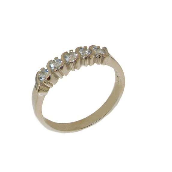 LBG British Made 18k White Gold Natural Aquamarine Womens Eternity Ring - 33 size options - Sizes 4 to 12 Available