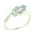 thumbnail image 1 of LBG British Made 18k White Gold Natural Aquamarine Womens Trilogy Ring - 33 size options - Size 6.5, 1 of 5