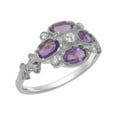 thumbnail image 1 of LBG British Made 18k White Gold Natural Diamond & Amethyst Womens Statement Ring - 33 size options - Size 10, 1 of 6