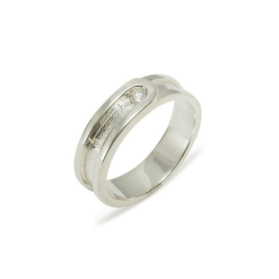 LBG British Made 18k White Gold Natural Diamond Mens Band Ring - 25 size options - Size 11.25