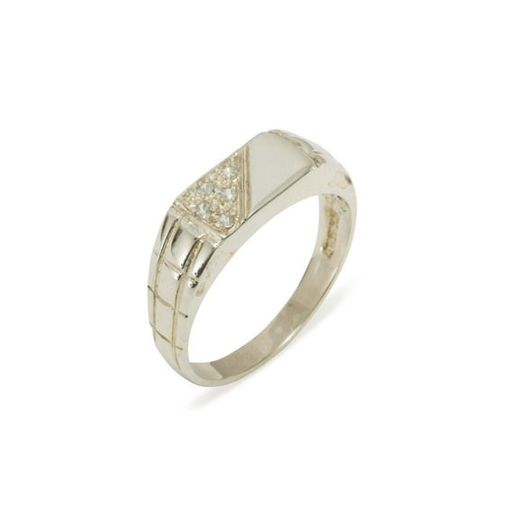 LBG British Made 18k White Gold Natural Diamond Mens Band Ring - 25 size options - Size 8.25