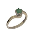 thumbnail image 1 of LBG British Made 18k White Gold Natural Emerald Womens Promise Ring - 33 size options - Size 4.75, 1 of 5