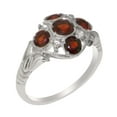 thumbnail image 1 of LBG British Made 18k White Gold Natural Garnet & Cubic Zirconia Womens Statement Ring - 33 size options - Size 6.5, 1 of 7