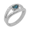 thumbnail image 1 of LBG British Made 18k White Gold Natural London Blue Topaz & Cubic Zirconia Womens Engagement Ring - 33 size options - Size 7, 1 of 7