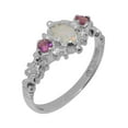 thumbnail image 1 of LBG British Made 18k White Gold Natural Opal & Pink Tourmaline Womens Anniversary Ring - 33 size options - Size 7.75, 1 of 9