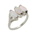 thumbnail image 1 of LBG British Made 18k White Gold Natural Opal Womens Engagement Ring - 33 size options - Size 7.25, 1 of 5