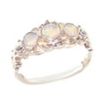 thumbnail image 1 of LBG British Made 18k White Gold Natural Opal Womens Trilogy Ring - 33 size options - Sizes 4 to 12 Available, 1 of 6