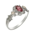 thumbnail image 1 of LBG British Made 18k White Gold Natural Pink Tourmaline & Cultured Pearl Womens Statement Ring - 33 size options - Size 5.5, 1 of 8