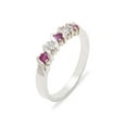 thumbnail image 1 of LBG British Made 18k White Gold Natural Ruby & Cubic Zirconia Womens Eternity Ring - 33 size options - Sizes 4 to 12 Available, 1 of 6