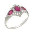 thumbnail image 1 of LBG British Made 18k White Gold Natural Ruby & Cubic Zirconia Womens Statement Ring - 33 size options - Size 6.75, 1 of 1