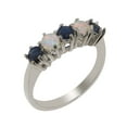 thumbnail image 1 of LBG British Made 18k White Gold Natural Sapphire September Birthstone & Opal Womens Eternity Ring - 33 size options - Size 8, 1 of 6