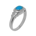 thumbnail image 1 of LBG British Made 18k White Gold Natural Turquoise Unisex Anniversary Ring - 33 size options - Size 6, 1 of 6