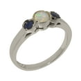 thumbnail image 1 of LBG British Made 18k White Gold Real Genuine Opal & Sapphire Womens Promise Ring - 33 size options - Size 5.75, 1 of 7