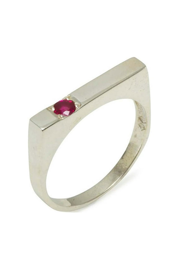 LBG British Made 18k White Gold Ruby ring Mens Band Ring - 33 size options - Size 11.75