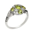 thumbnail image 1 of LBG British Made 18k White Gold ring with Natural Peridot & Diamond Womens Statement Ring - 33 size options - Size 11, 1 of 7