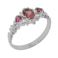 thumbnail image 1 of LBG British Made 18k White Gold ring with Natural Pink Tourmaline Womens Anniversary Ring - 33 size options - Size 11.25, 1 of 9