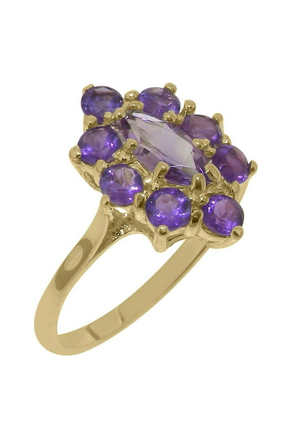 LBG British Made 18k Yellow Gold Amethyst ring Womens Statement Ring - 33 size options - Size 11.75