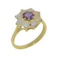 thumbnail image 1 of LBG British Made 18k Yellow Gold Natural Amethyst & Opal Womens Promise Ring - 33 size options - Size 9.5, 1 of 6