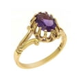 thumbnail image 1 of LBG British Made 18k Yellow Gold Natural Amethyst Womens Anniversary Ring - 33 size options - Size 4.5, 1 of 6