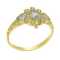 thumbnail image 1 of LBG British Made 18k Yellow Gold Natural Aquamarine & Cubic Zirconia Womens Anniversary Ring - 33 size options - Size 10, 1 of 5