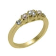 thumbnail image 1 of LBG British Made 18k Yellow Gold Natural Aquamarine & Cultured Pearl Womens Engagement Ring - 33 size options - Size 9.25, 1 of 6