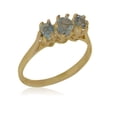 thumbnail image 1 of LBG British Made 18k Yellow Gold Natural Aquamarine Womens Engagement Ring - 33 size options - Size 4.5, 1 of 6