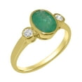 thumbnail image 1 of LBG British Made 18k Yellow Gold Natural Emerald & Diamond Womens Statement Ring - 33 size options - Size 6.75, 1 of 6