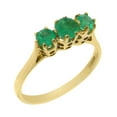 thumbnail image 1 of LBG British Made 18k Yellow Gold Natural Emerald Womens Anniversary Ring - 33 size options - Size 5, 1 of 6