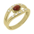 thumbnail image 1 of LBG British Made 18k Yellow Gold Natural Garnet & Cubic Zirconia Womens Band Ring - 33 size options - Size 10, 1 of 7