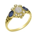 thumbnail image 1 of LBG British Made 18k Yellow Gold Natural Opal & Diamond Womens Engagement Ring - 33 size options - Size 8.5, 1 of 5