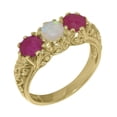 thumbnail image 1 of LBG British Made 18k Yellow Gold Natural Opal & Ruby Womens Engagement Ring - 33 size options - Size 8.5, 1 of 7