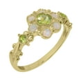 thumbnail image 1 of LBG British Made 18k Yellow Gold Natural Peridot & Opal Womens Engagement Ring - 33 size options - Size 4.5, 1 of 7