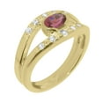 thumbnail image 1 of LBG British Made 18k Yellow Gold Natural Pink Tourmaline & Cubic Zirconia Womens Engagement Ring - 33 size options - Size 7, 1 of 7