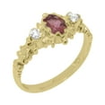 thumbnail image 1 of LBG British Made 18k Yellow Gold Natural Pink Tourmaline & Cubic Zirconia Womens Statement Ring - 33 size options - Size 9.25, 1 of 8