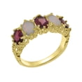 thumbnail image 1 of LBG British Made 18k Yellow Gold Natural Pink Tourmaline & Opal Womens Eternity Ring - 33 size options - Size 4.25, 1 of 8