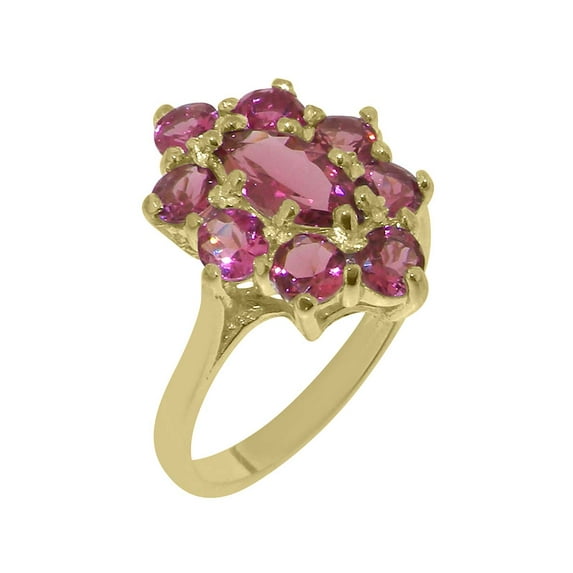 LBG British Made 18k Yellow Gold Natural Pink Tourmaline Womens Statement Ring - 33 size options - Size 8.75