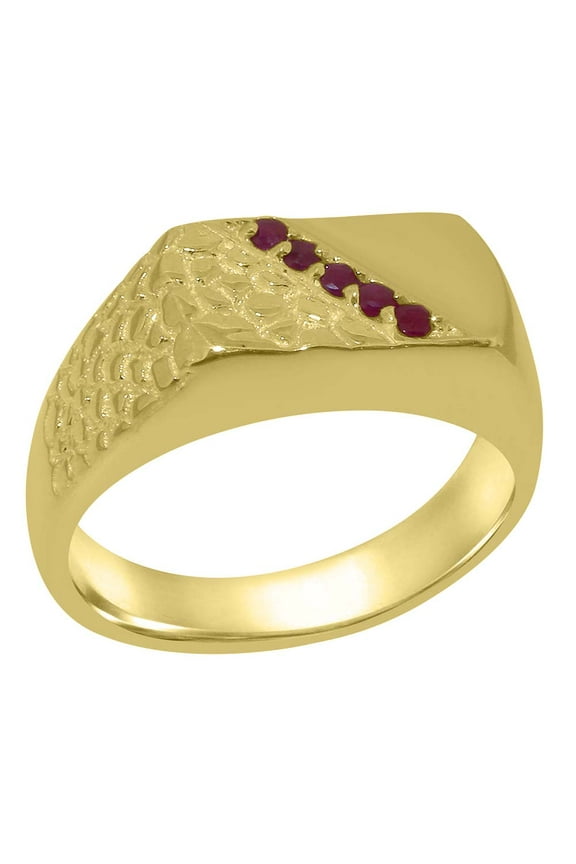LBG British Made 18k Yellow Gold Natural Ruby Mens band Ring - 33 size options - Size 10