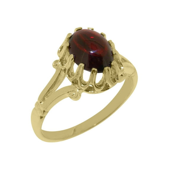 LBG British Made 18k Yellow Gold Real Genuine Garnet Womens Engagement Ring - 33 size options - Size 5.75