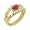 thumbnail image 1 of LBG British Made 18k Yellow Gold Real Natural Ruby & Cubic Zirconia Womens Band Ring - 33 size options - Size 8, 1 of 1