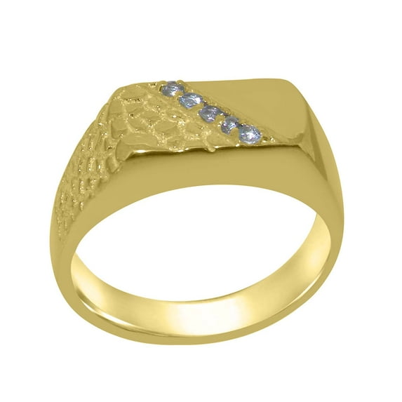 LBG British Made 18k Yellow Gold Ring with Natural Aquamarine Mens band Ring - 33 size options - Size 7.25