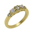 thumbnail image 1 of LBG British Made 18k Yellow Gold Ring with Natural Aquamarine & Opal Womens band Ring - 33 size options - Size 7.25, 1 of 6