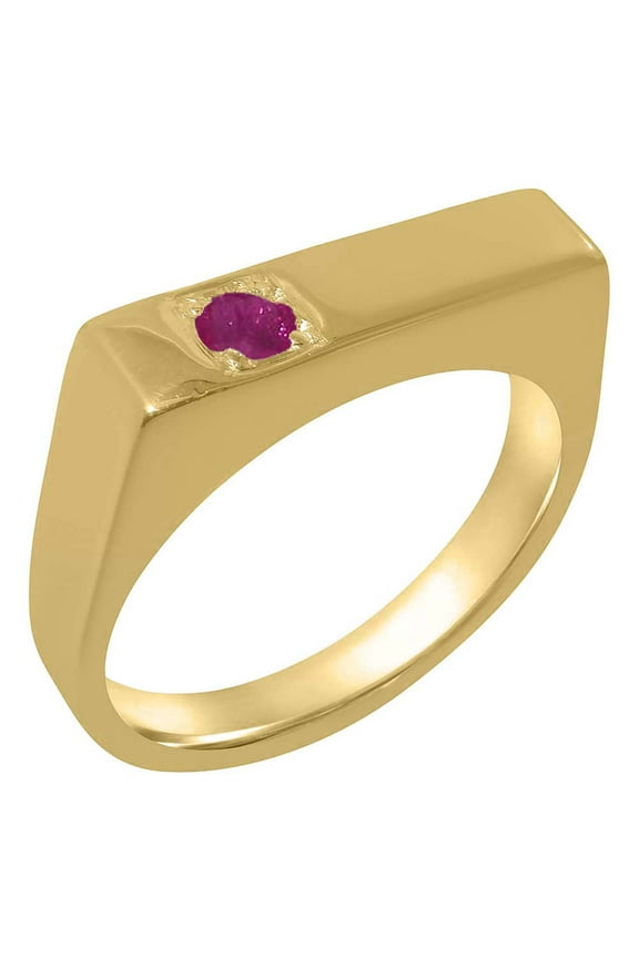 LBG British Made 18k Yellow Gold Ruby ring Mens Band Ring - 33 size options - Size 11.75