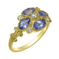 thumbnail image 1 of LBG British Made 18k Yellow Gold Synthetic Cubic Zirconia & Natural Tanzanite Womens Statement Ring - 33 size options - Size 6.5, 1 of 6